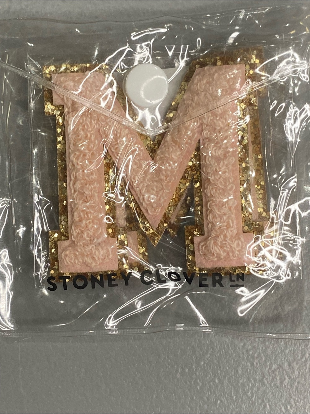 Stoney Clover Lane Glitter Varsity Letter Patch M Pink & Gold